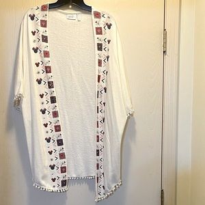 Disney Boutique Minnie Mouse Short Sleeve Pom Pom Shrug size M. Runs big.